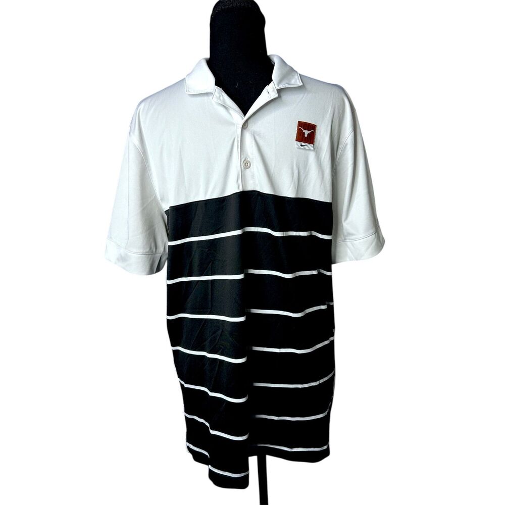 Nike Mens Texas Longhorn‎ Stripe Polo Shirt M Hook Em Golf Performance Athletics